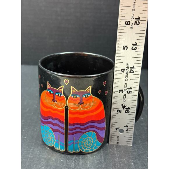 Laurel Burch Rainbow Cats Black Coffee Mug 16 oz VINTAGE - Picture 9 of 9